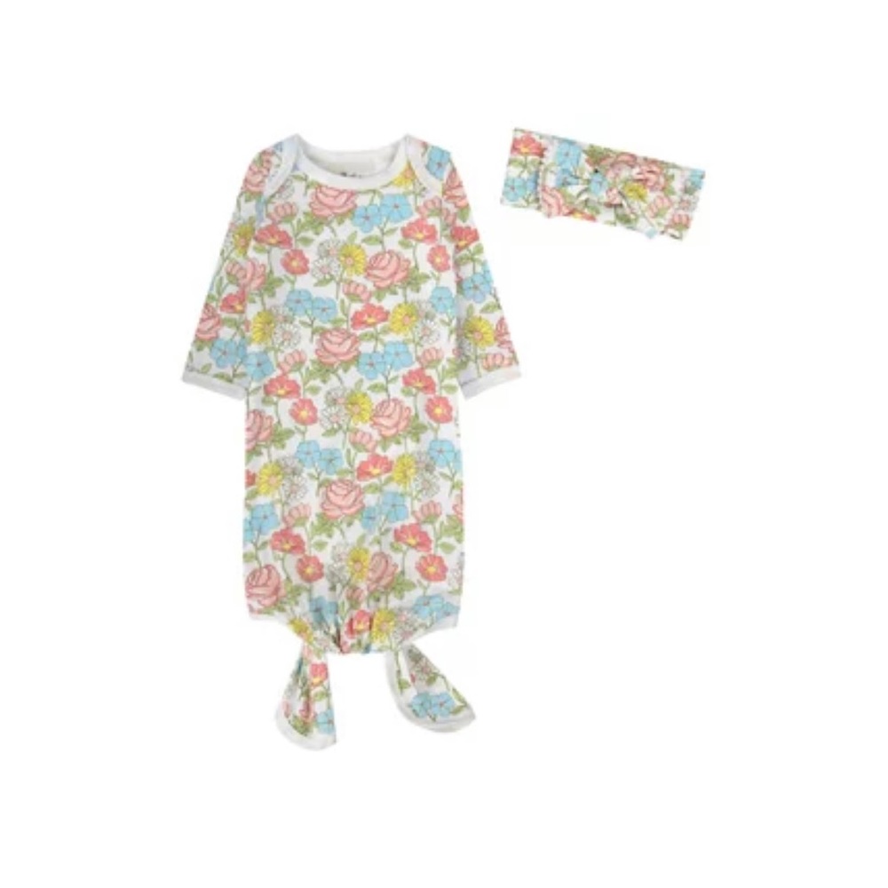 Baby Essentials
Baby Girls Floral Gown Set with Matching Headband